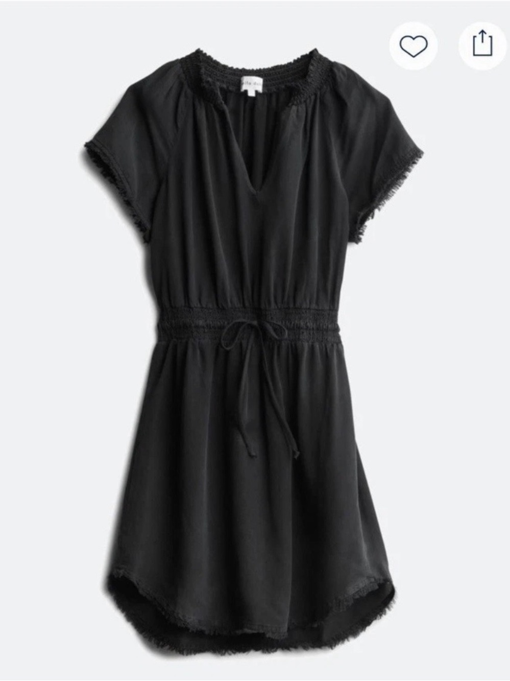 Bella Dahl Black Soraida Smocked Waist Frayed Dress Size M Boho Travel Coastal